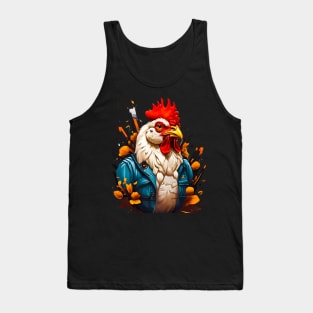 Rooster In The Jacket Illustration! Tank Top